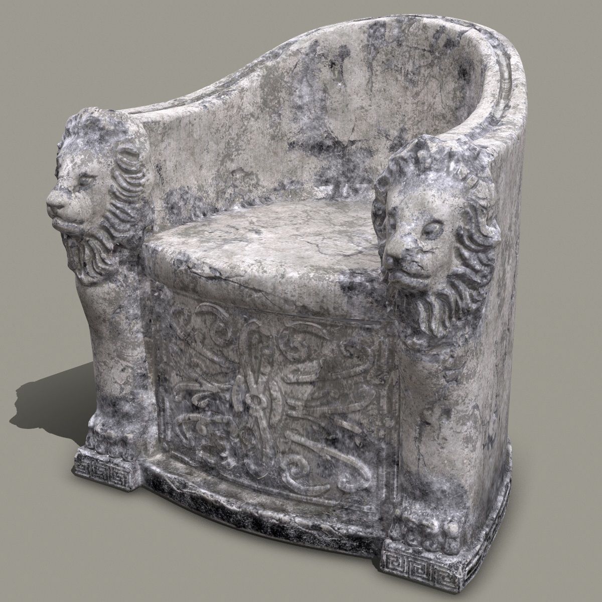 3D Roman Stone Chair High Poly 3D model_11