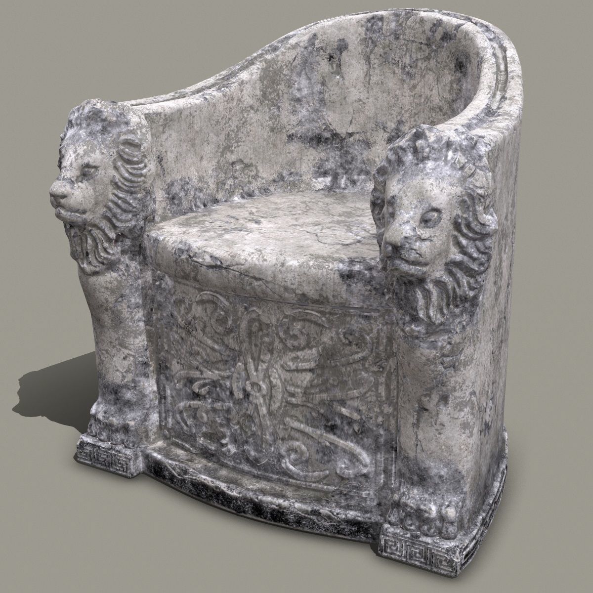 3D Roman Stone Chair High Poly 3D model_10