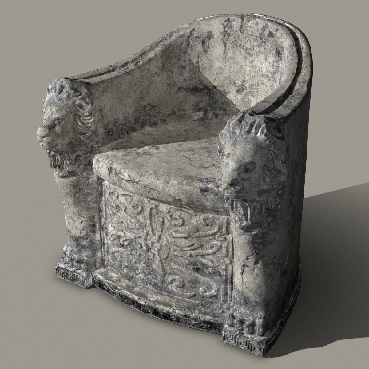 3D Roman Stone Chair High Poly 3D model_8