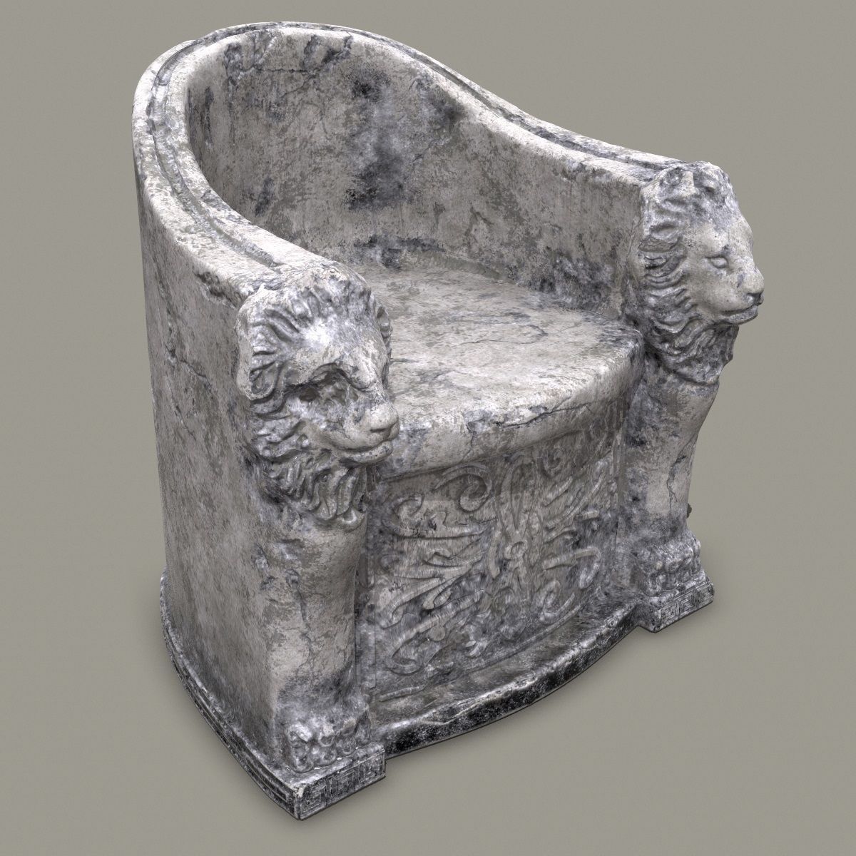3D Roman Stone Chair High Poly 3D model_3