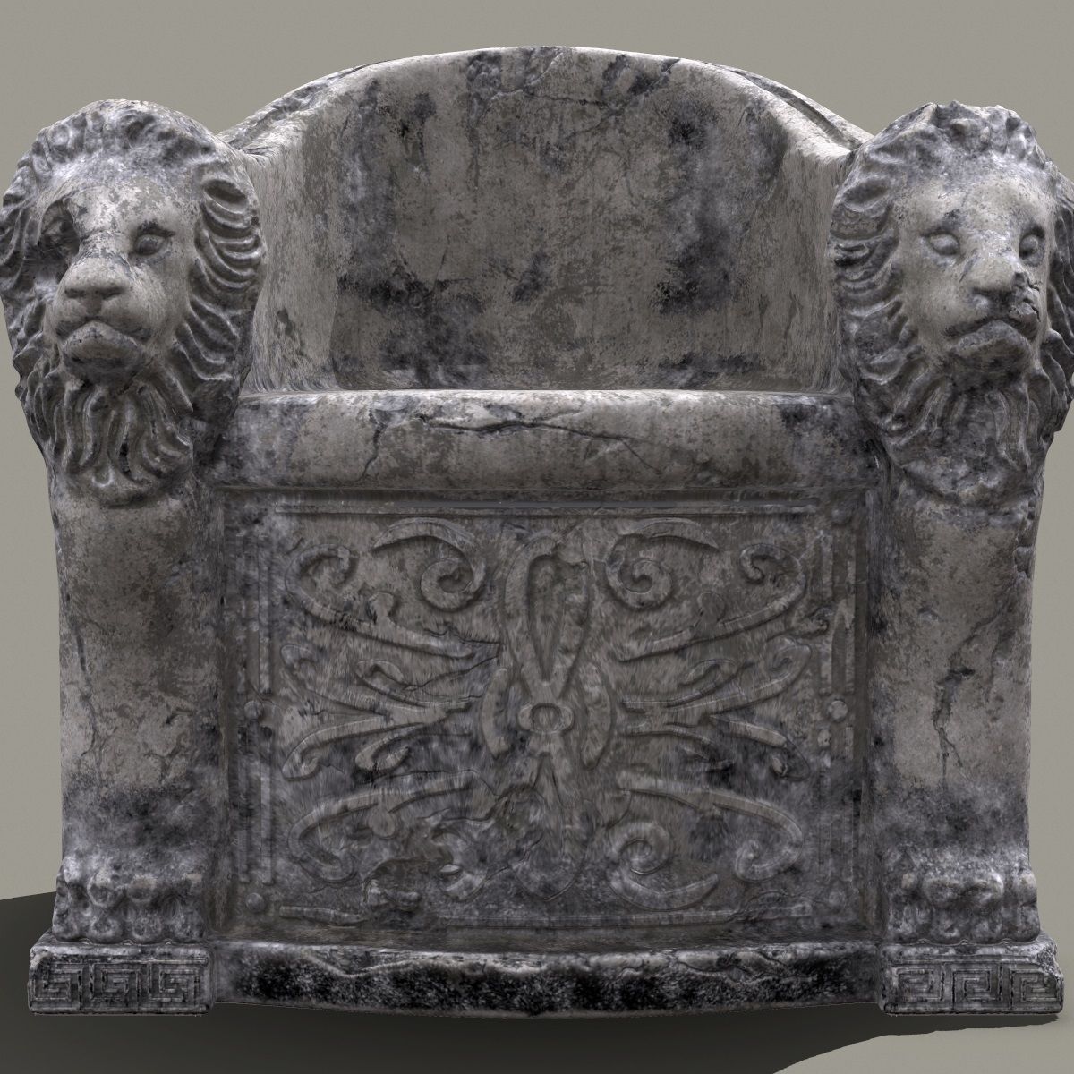 3D Roman Stone Chair High Poly 3D model_12