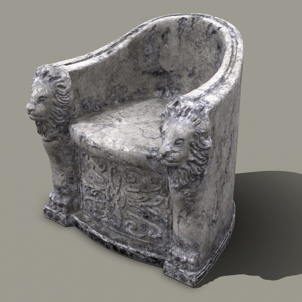 3D Roman Stone Chair High Poly 3D model_1