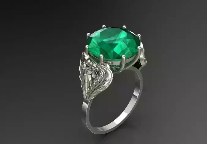 Leaves solitaire ring