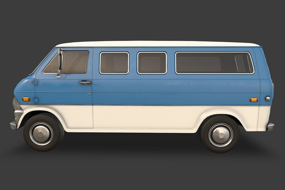 Retro Van Low-poly 3D model_3