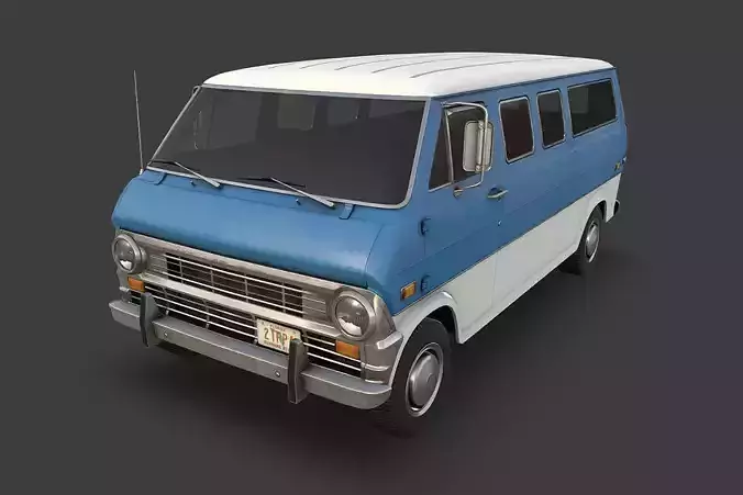 Retro Van Low-poly 3D model