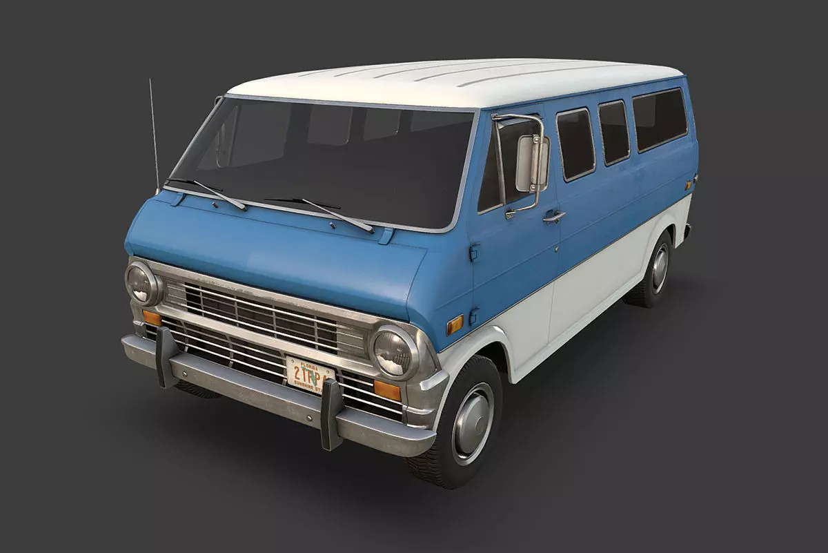 Retro Van Low-poly 3D model_0