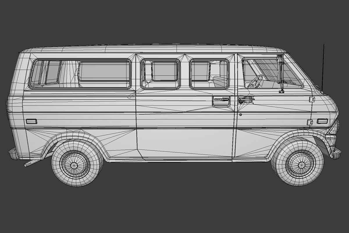 Retro Van Low-poly 3D model_10