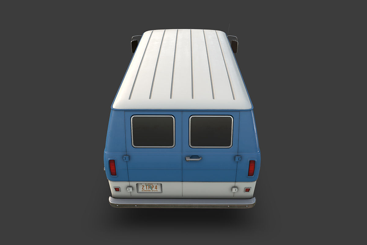 Retro Van Low-poly 3D model_4
