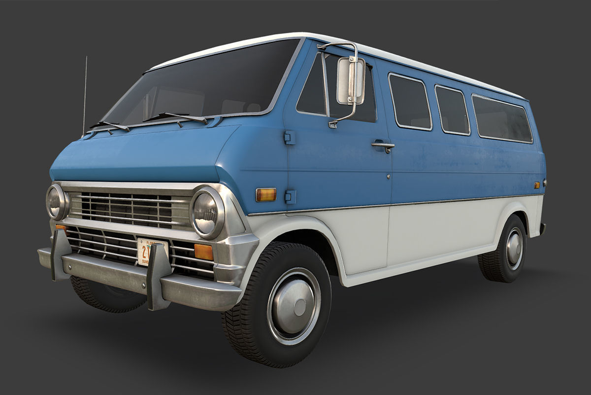Retro Van Low-poly 3D model_7