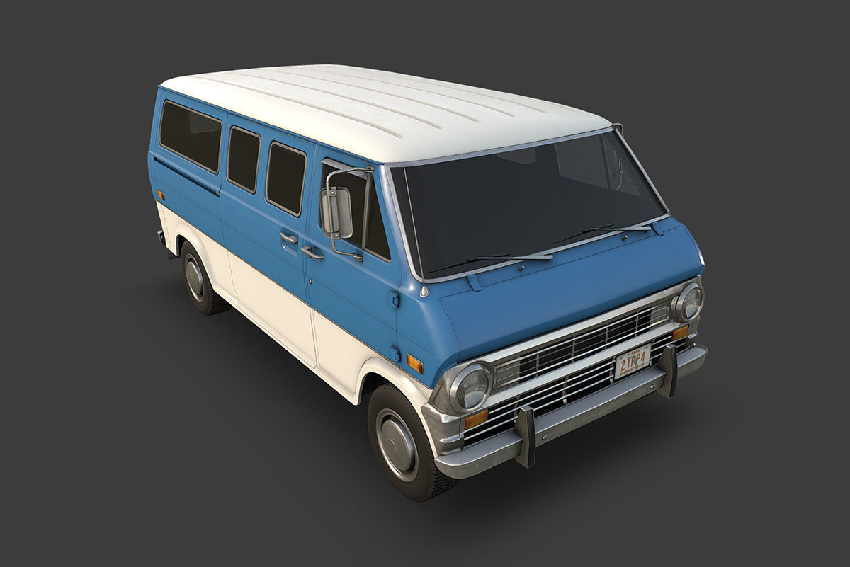 Retro Van Low-poly 3D model_2