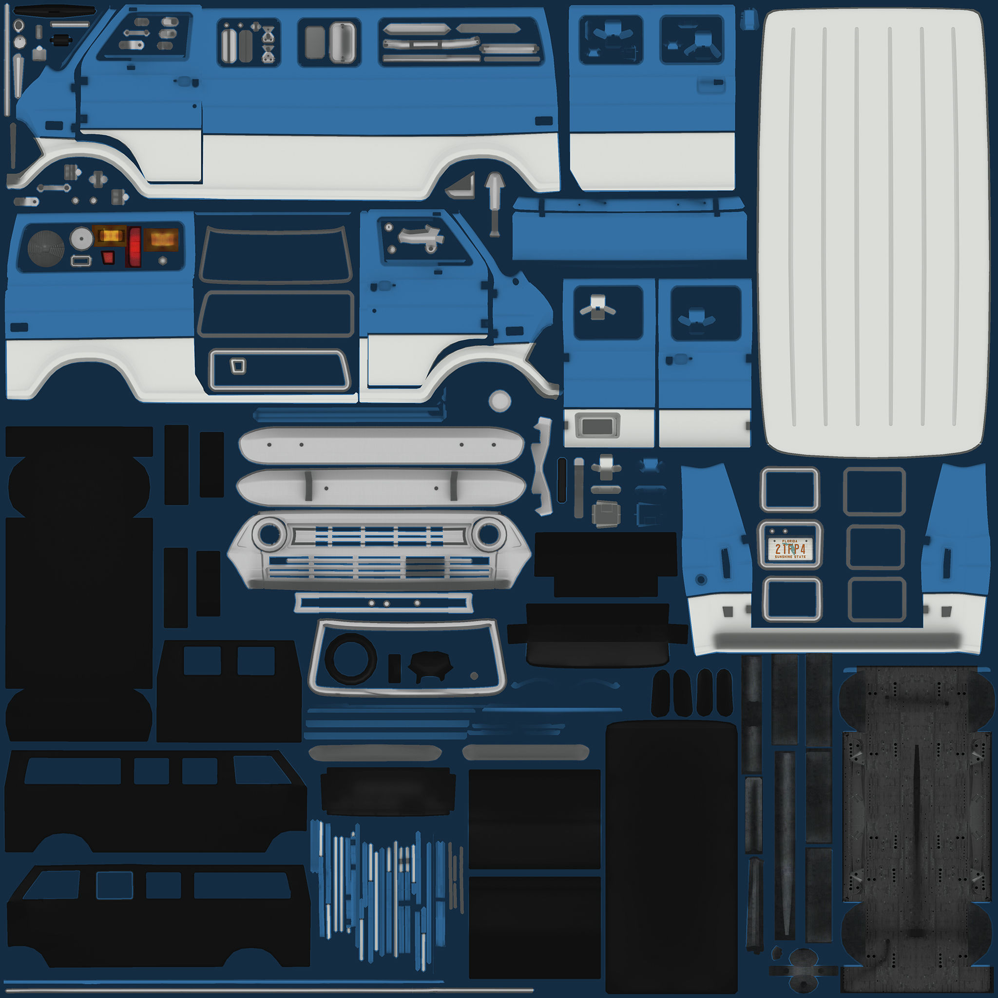 Retro Van Low-poly 3D model_13