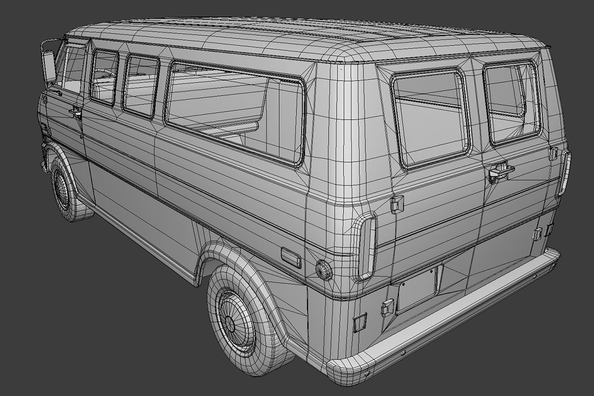 Retro Van Low-poly 3D model_9