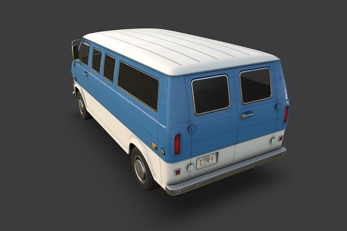 Retro Van Low-poly 3D model_1