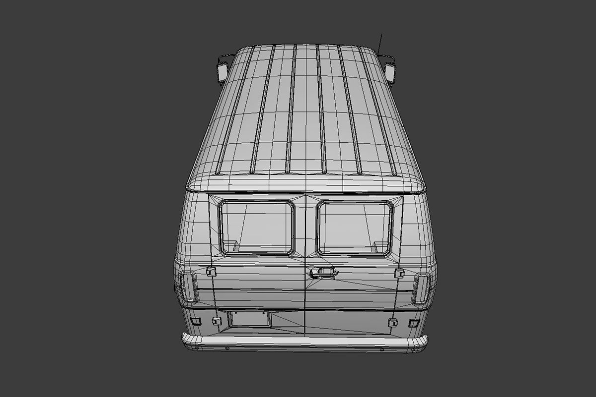 Retro Van Low-poly 3D model_11