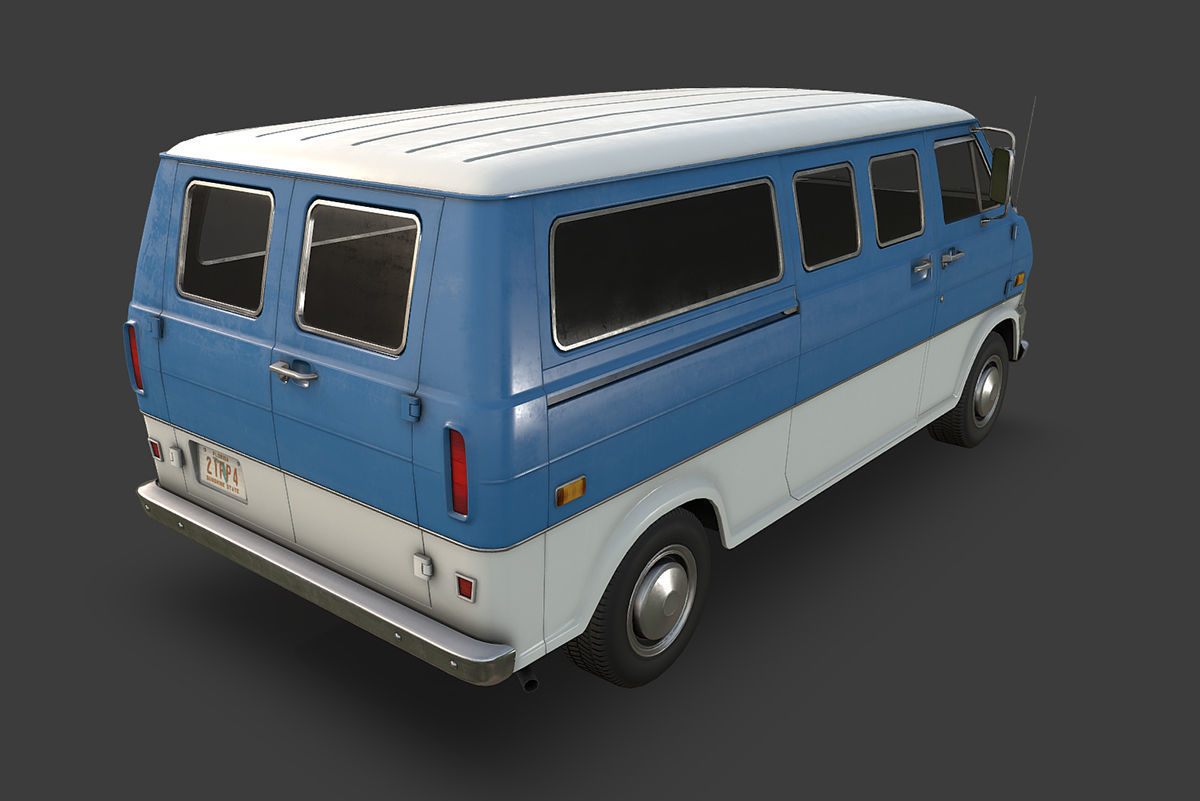 Retro Van Low-poly 3D model_5