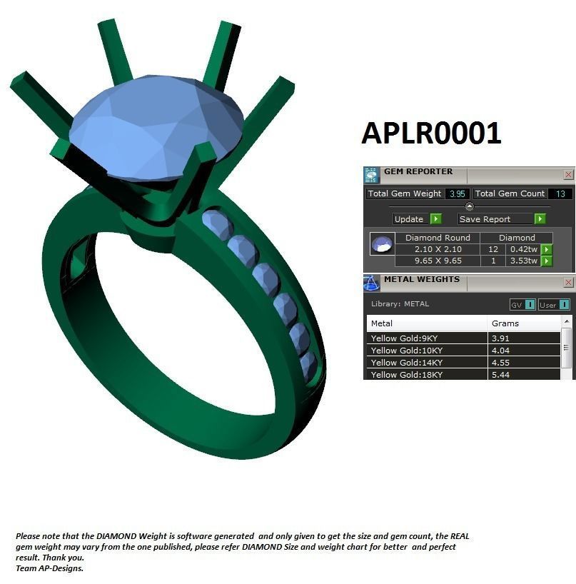 APLR0001-4CT SOLITAIRE RING 3D print model_4