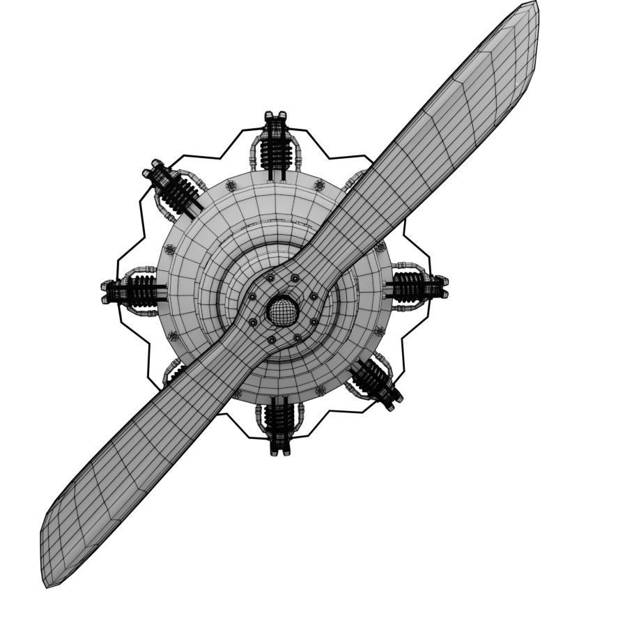 Propeller 4 steampunk wall sconce 3D model_8