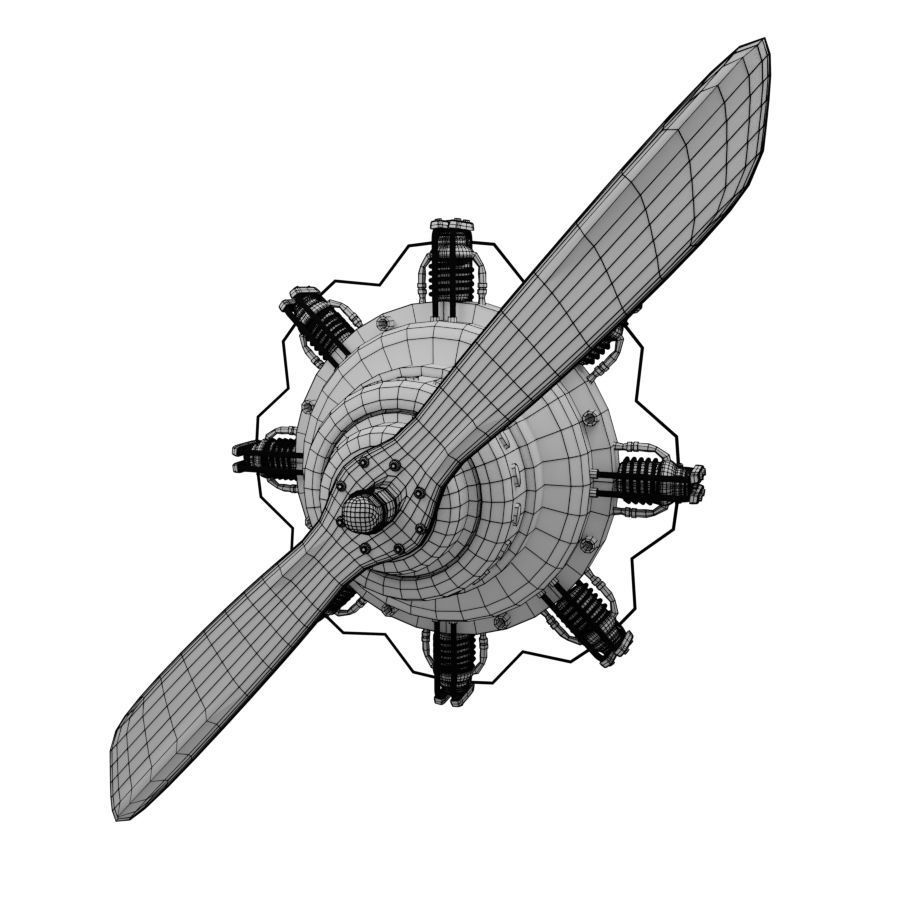 Propeller 4 steampunk wall sconce 3D model_7