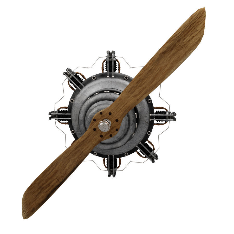 Propeller 4 steampunk wall sconce 3D model_1