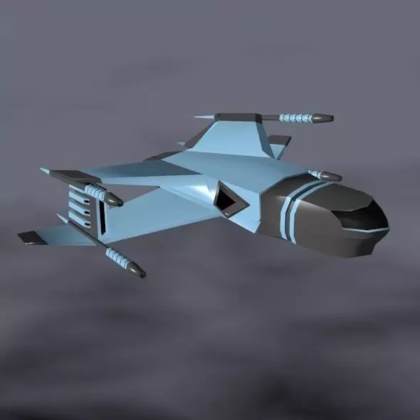 Lowpoly space attacker concept Low-poly 3D model_0