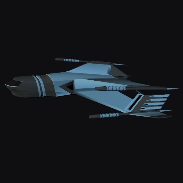 Lowpoly space attacker concept Low-poly 3D model_7