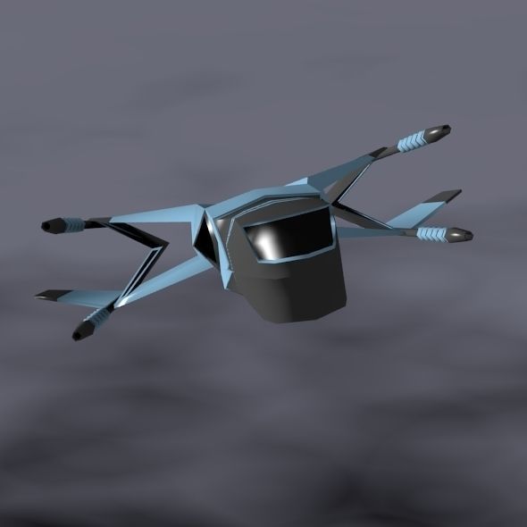 Lowpoly space attacker concept Low-poly 3D model_1