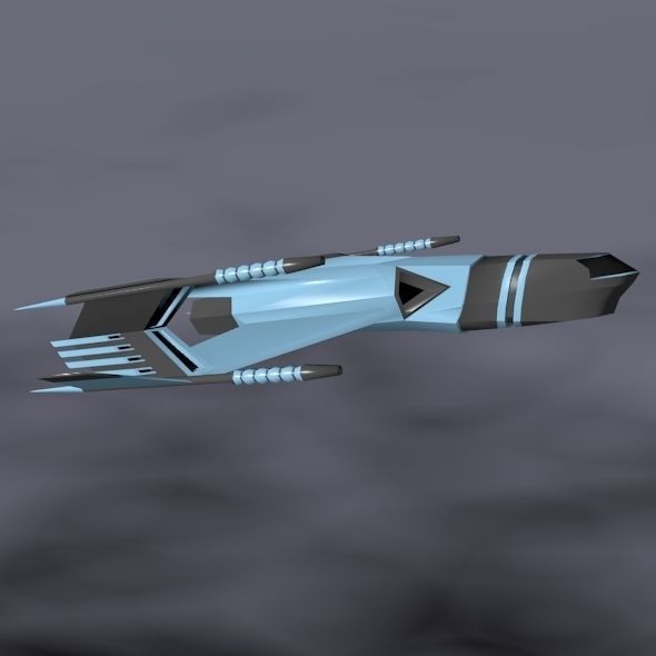 Lowpoly space attacker concept Low-poly 3D model_2