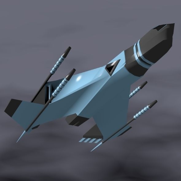 Lowpoly space attacker concept Low-poly 3D model_3