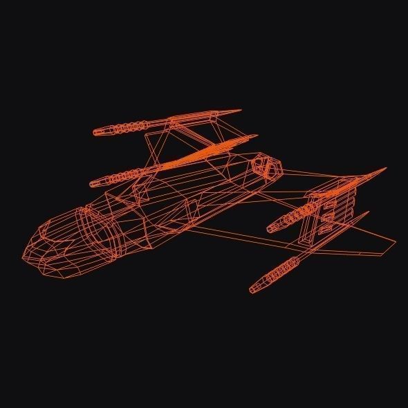 Lowpoly space attacker concept Low-poly 3D model_9