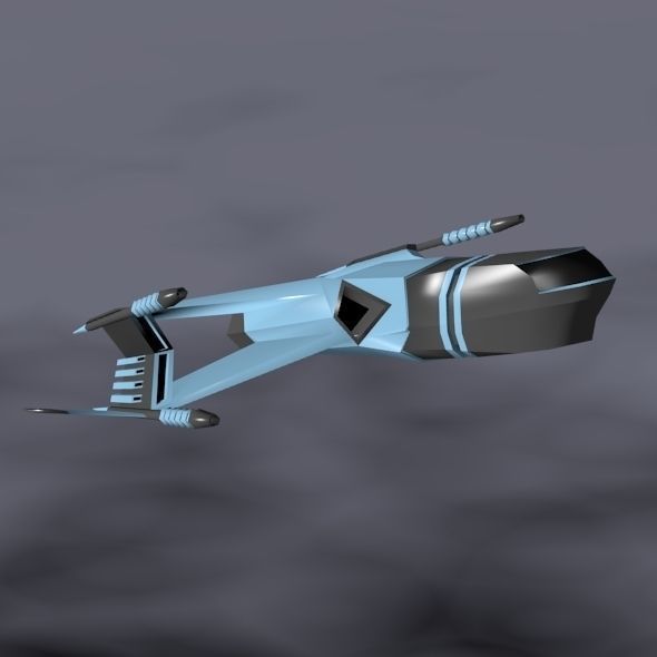 Lowpoly space attacker concept Low-poly 3D model_4