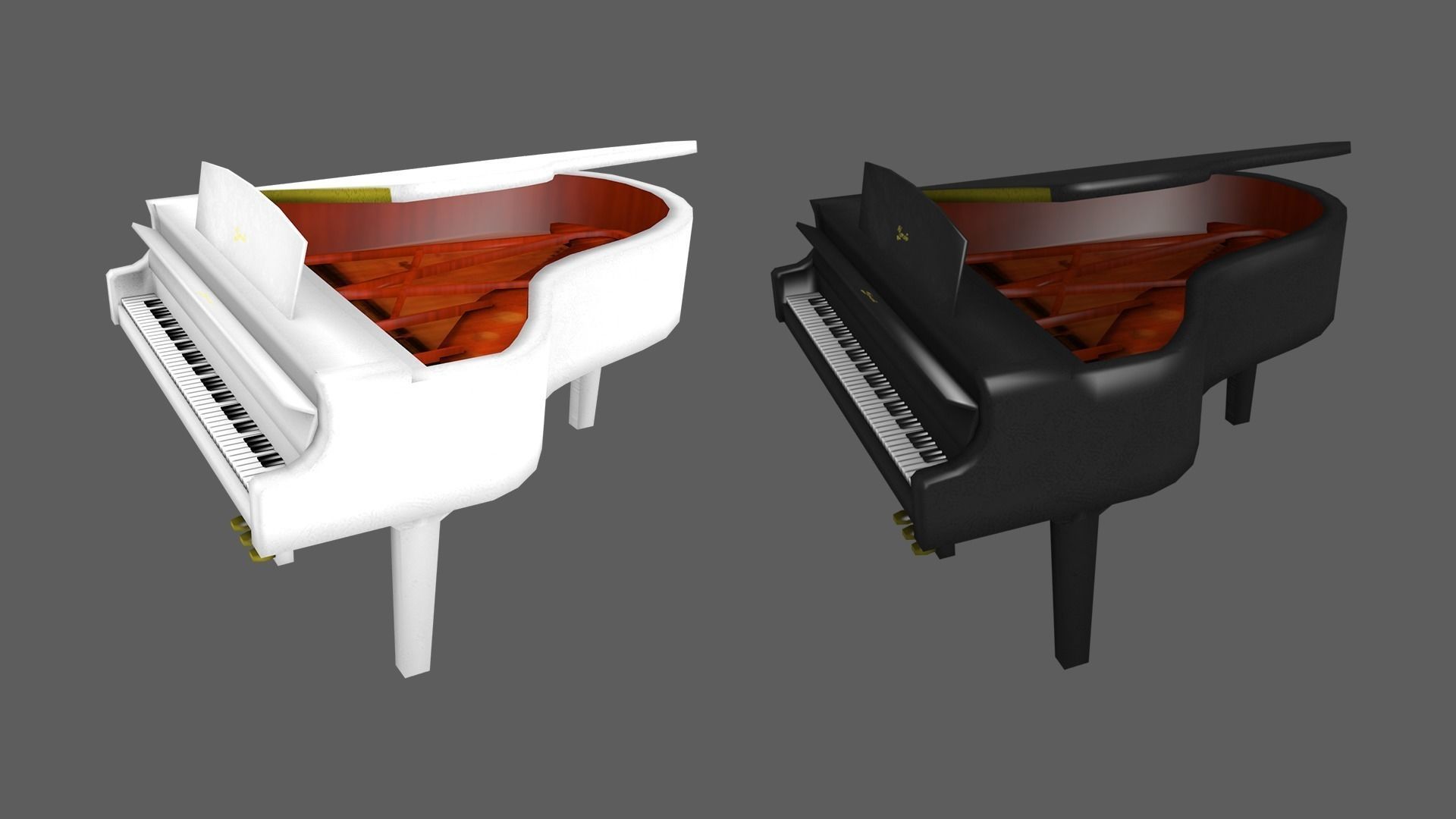 Piano grand - grand Low-poly 3D model_0