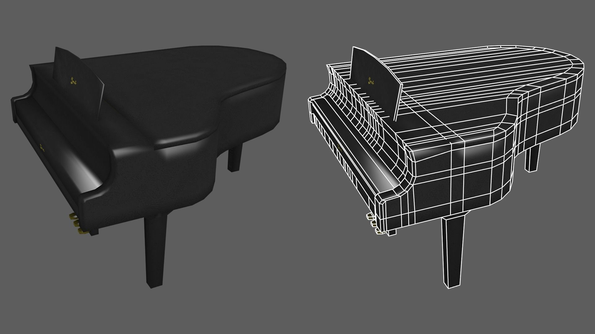 Piano grand - grand Low-poly 3D model_5