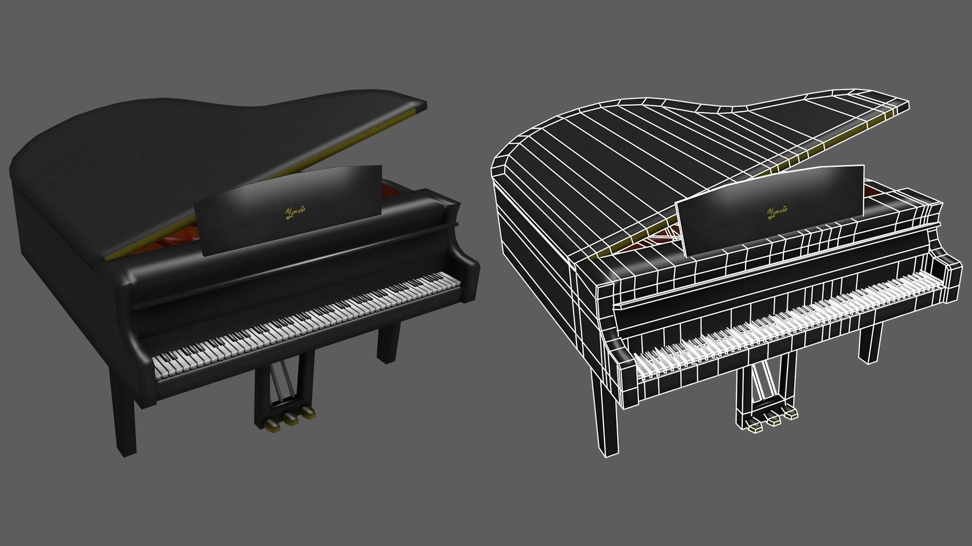 Piano grand - grand Low-poly 3D model_4