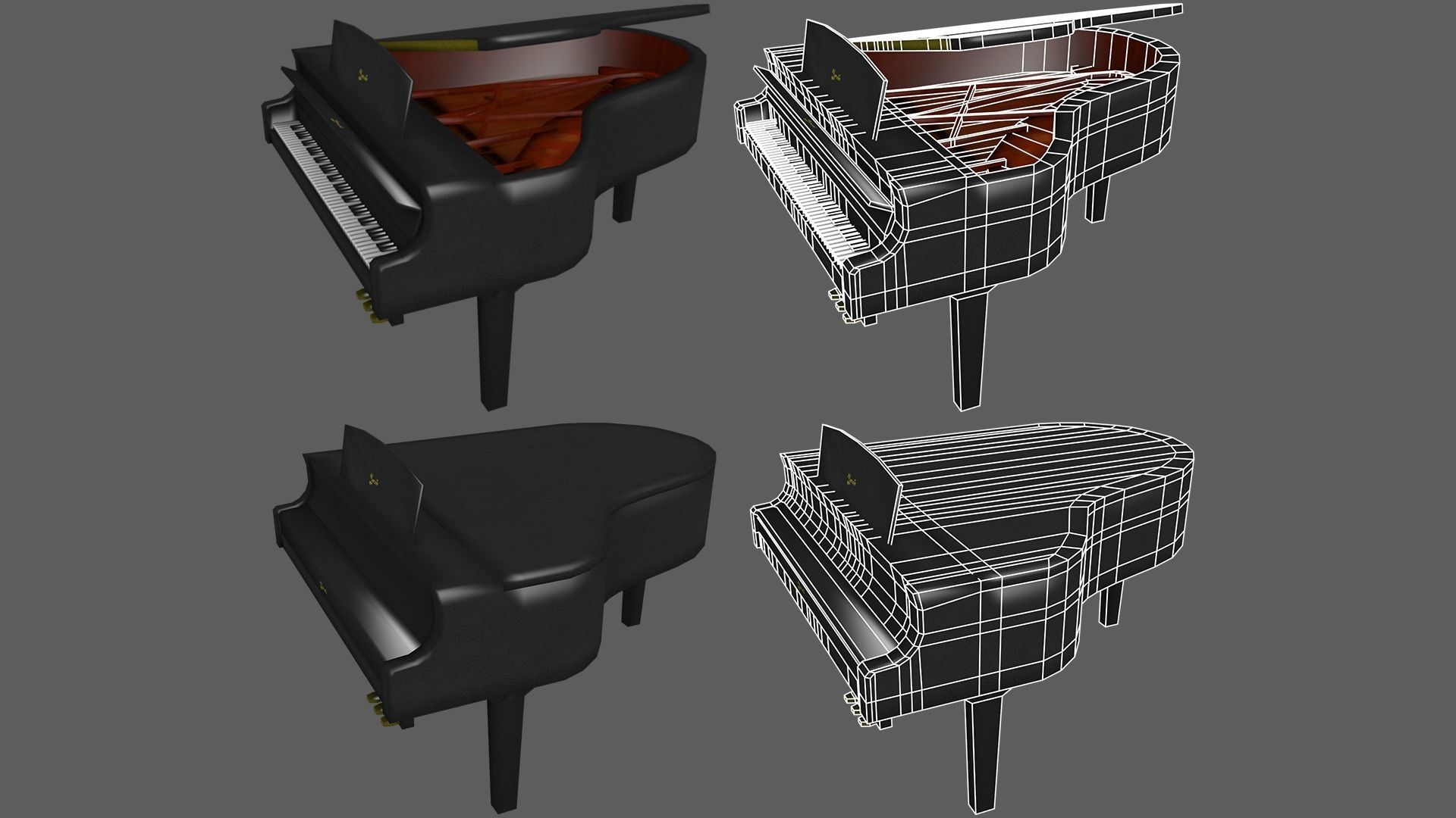 Piano grand - grand Low-poly 3D model_7