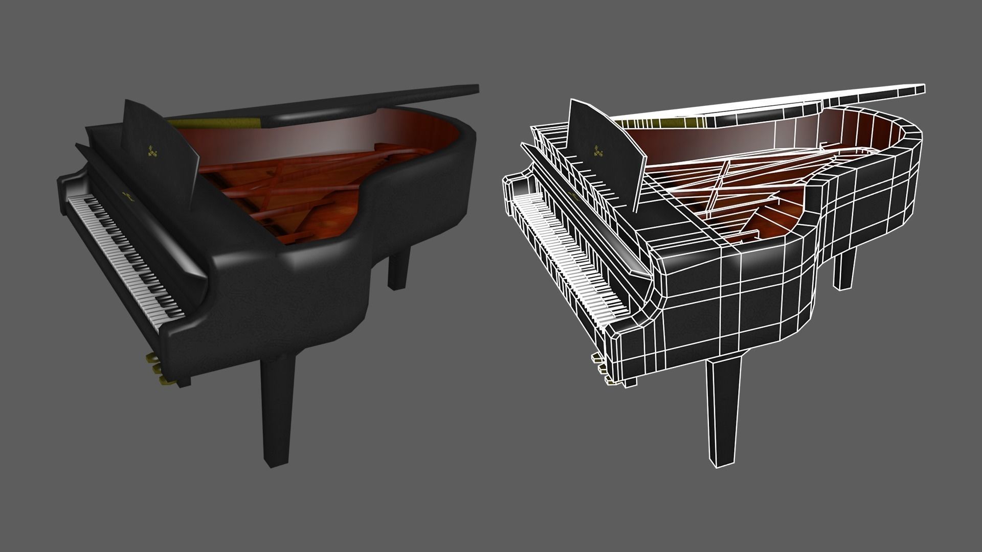 Piano grand - grand Low-poly 3D model_2