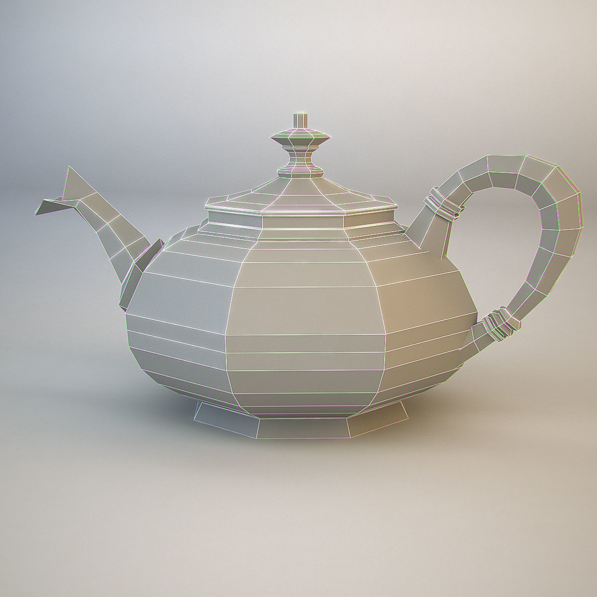 Teapot Low-poly 3D model_14
