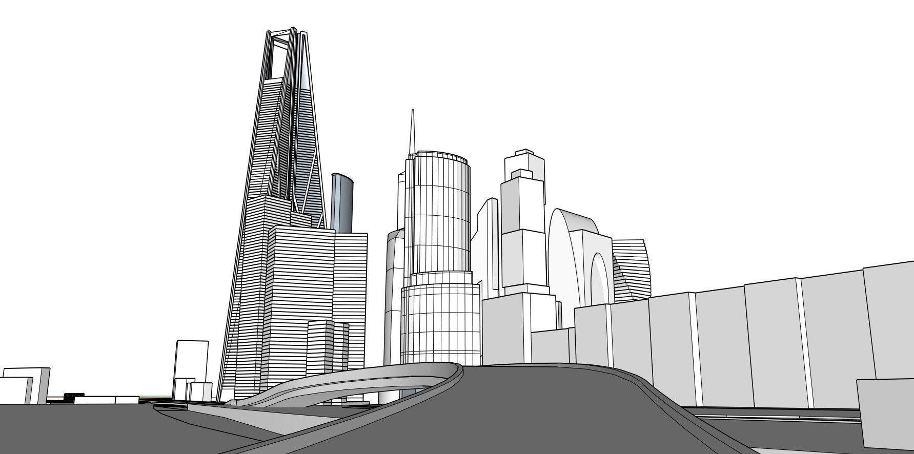 Moscow City Downtown Low-poly 3D model_4