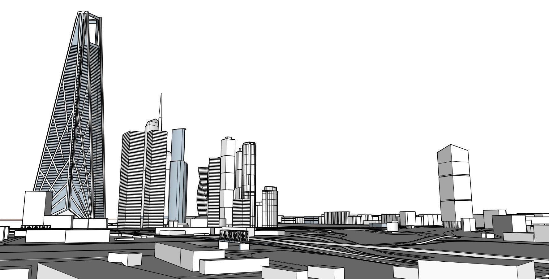 Moscow City Downtown Low-poly 3D model_3