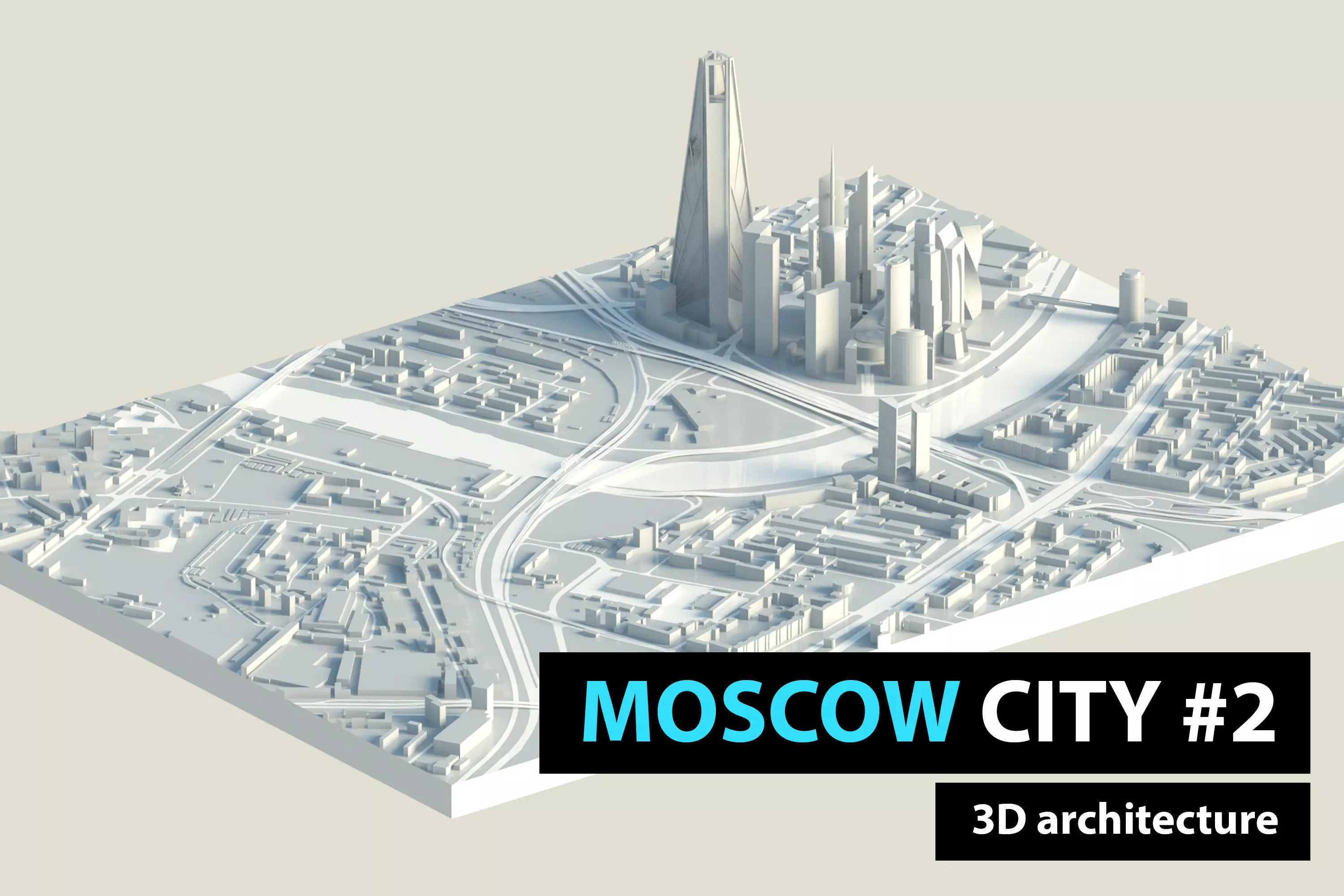 Moscow City Downtown Low-poly 3D model_0