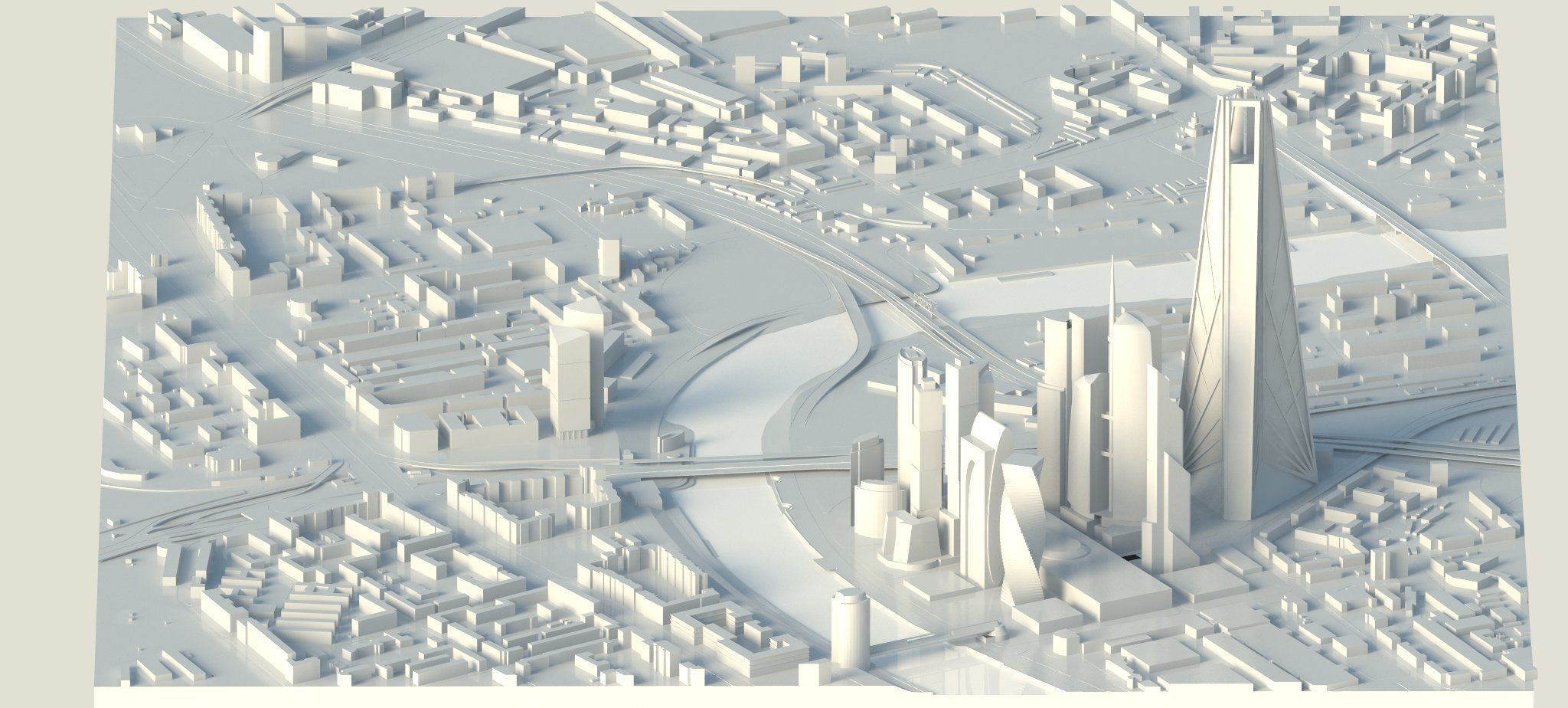 Moscow City Downtown Low-poly 3D model_2
