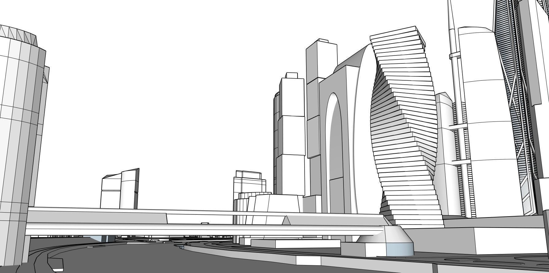 Moscow City Downtown Low-poly 3D model_5