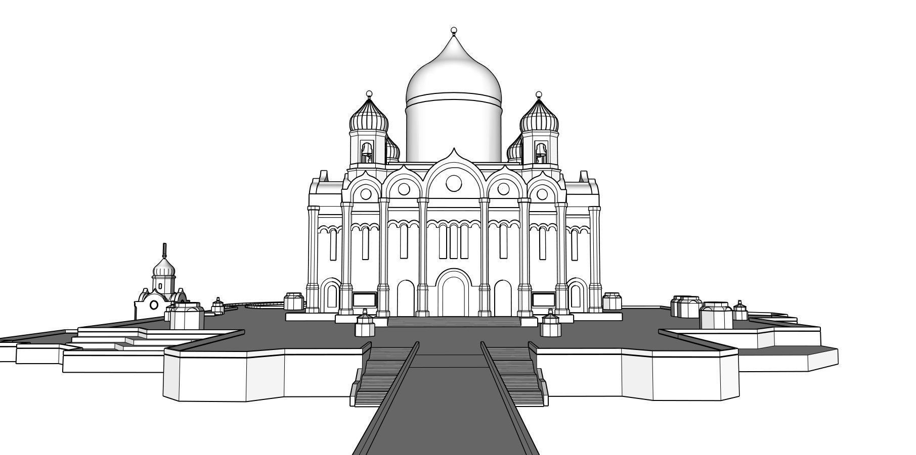 Christ the Savior Cathedral Fund Low-poly 3D model_2