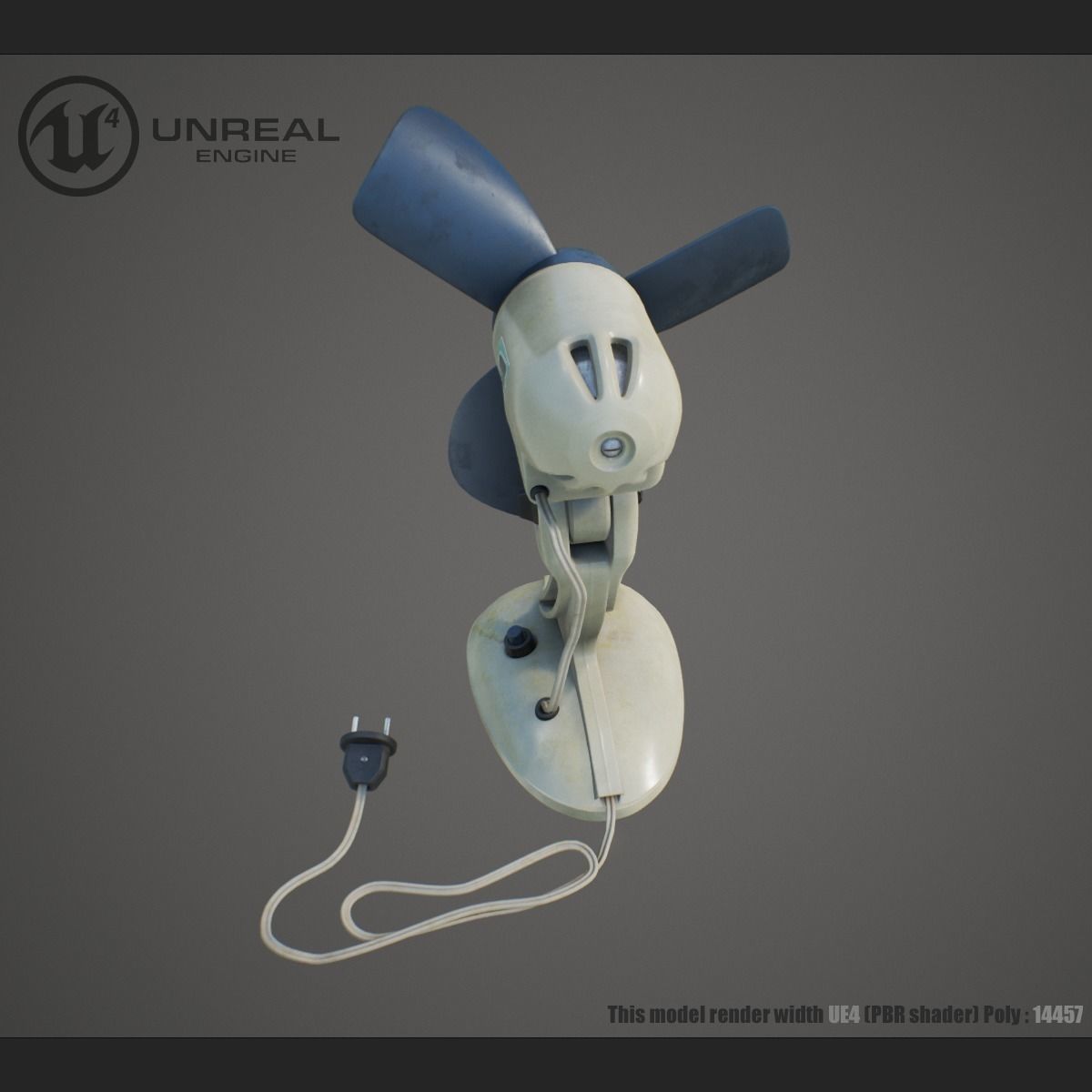 Vintage Fan Low-poly 3D model_4