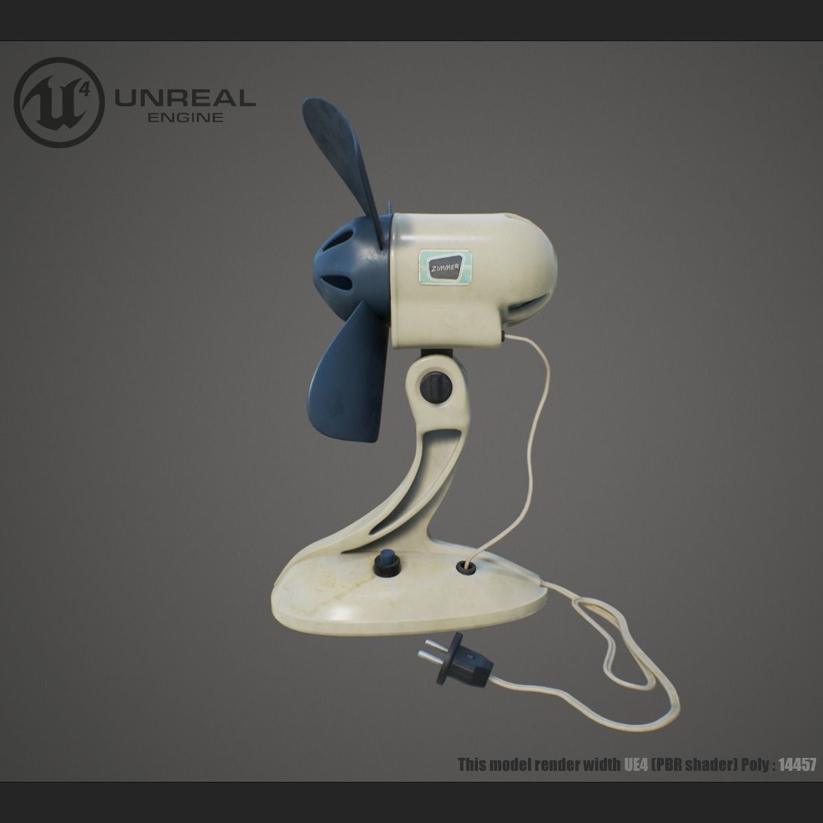 Vintage Fan Low-poly 3D model_3