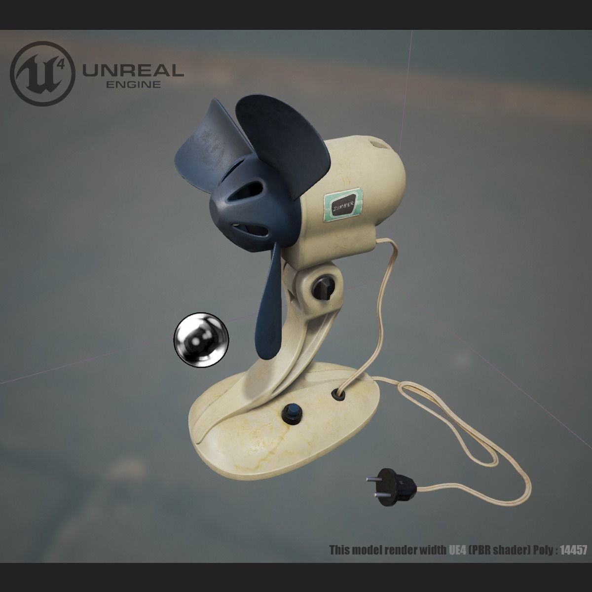 Vintage Fan Low-poly 3D model_9