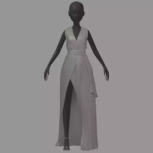 subdivision 3d model women summer long dress high heel shoes