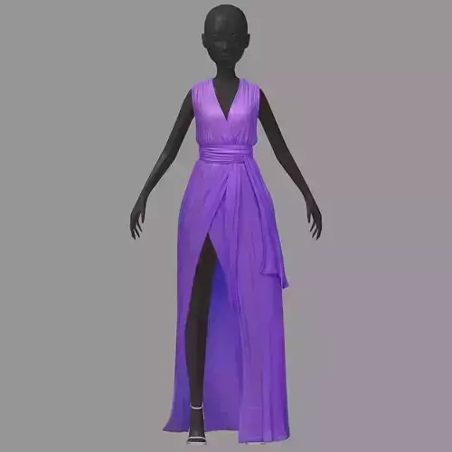 subdivision 3d model long lilac dress white high heel shoes