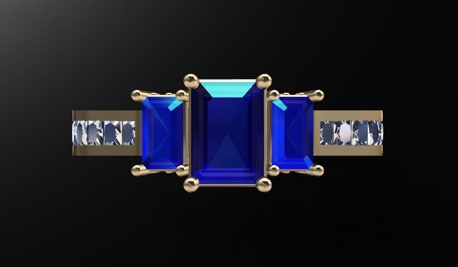 Emerald wedding ring 3D print model_6