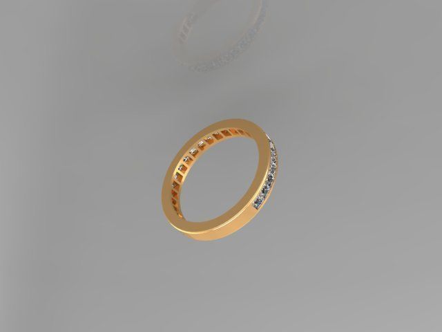 Emerald wedding ring 3D print model_3