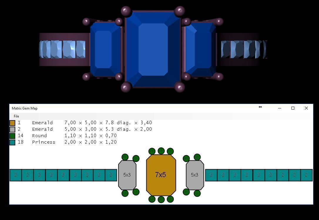 Emerald wedding ring 3D print model_1